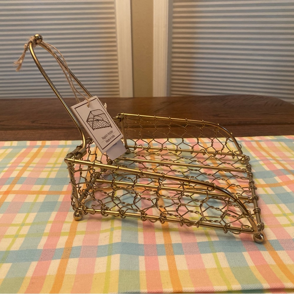 Gold Colored Napkin Holder With Swivel Arm, Tabletop Wired Metal Napkin Holder - Picture 7 of 12